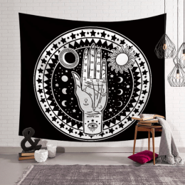 Sun and Moon Hand Tapestry Witchcraft Tower