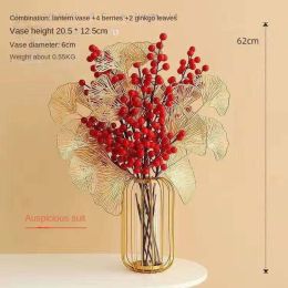 Spring Festival Flower New Year Decoration Iron Lantern Vase Transparent Hydroponics Futong Pumpkin Vase Happy Layout Manufacturer