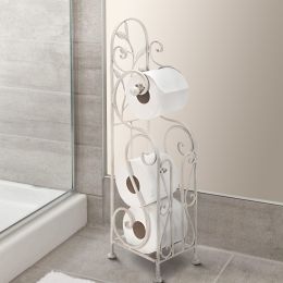 Classic Free standing Metal toilet paper holder; White