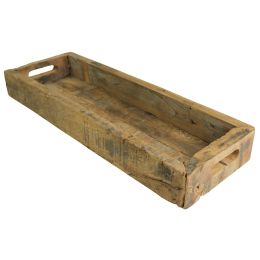 24 Inch Rectangular Reclaimed Wood Tray; Salvaged Design; Large; Brown; DunaWest