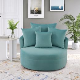360Â° Swivel Barrel Chair with 4 Movable Pillows; Modern Velvet Leisure Chair Round Accent for Living Room